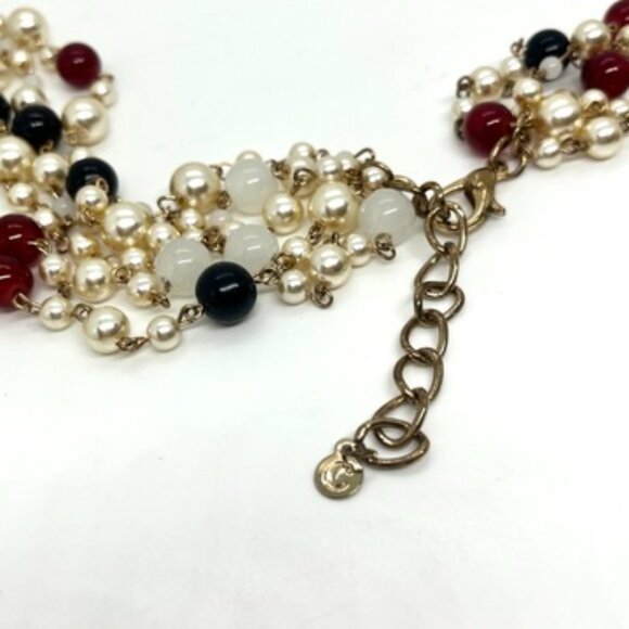 MULTI STRAND PEARL BEAD NECKLACE RED BLACK GOLD LUXE COUTURE STATEMENT 28" - Picture 12 of 12